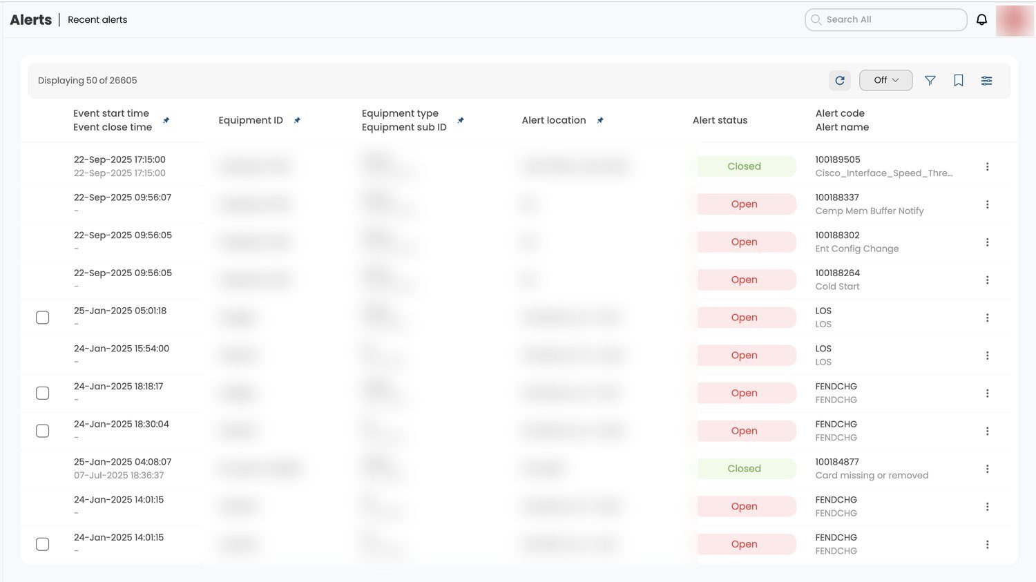 Fault Management alert monitoring console
